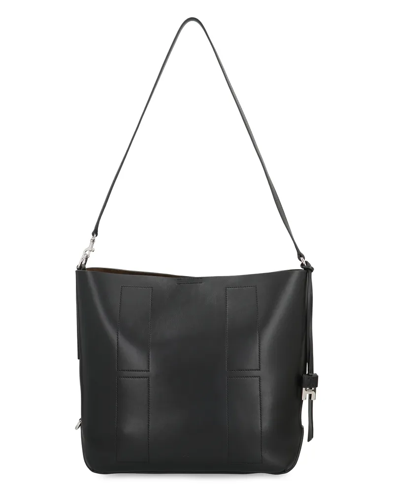 Hogan Women's Hobo Bag Hocket Media Black Leather Shoulder Black