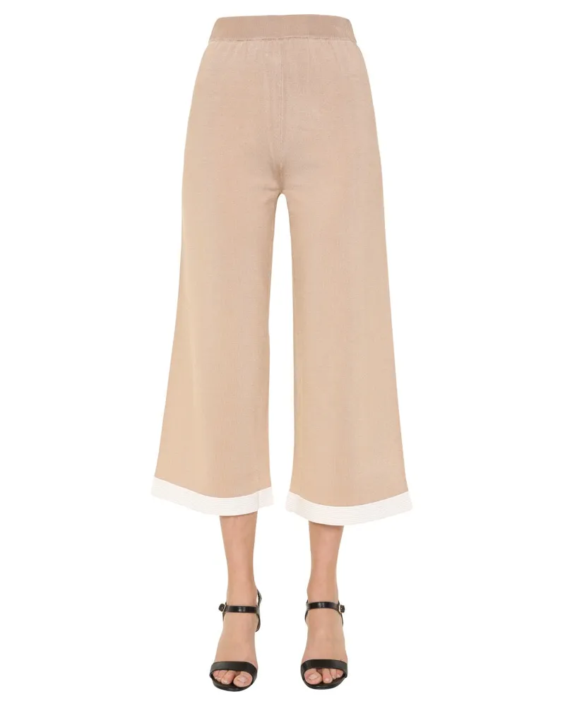 Moschino Elasticated Waist Cropped Trousers — Beige Beige