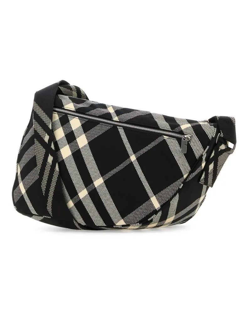 Burberry Men's Embroidered Fabric Shield Crossbody Bag Black Borse A Tracolla Black