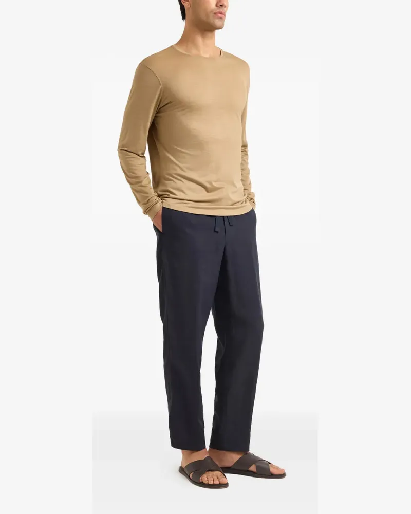 Orlebar Brown Men's Ob-T Long-Sleeve Merino-Wool T-Shirt Aw25 M Beige