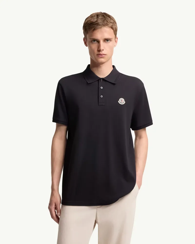 Moncler Men's Polo Manches Courtes Bleu Marine Black T-Shirts And Polos Black