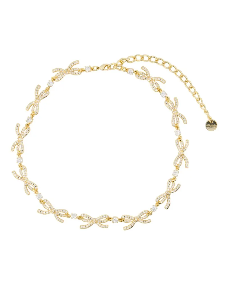 Self-Portrait Women's Crystal Bows Necklace Self Portrait Metal Gold Jewelry-Watches Necklaces Gold