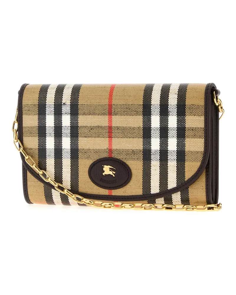 Burberry Women's Printed Canvas Highlands Wallet Sandipcheck Portafogli Beige
