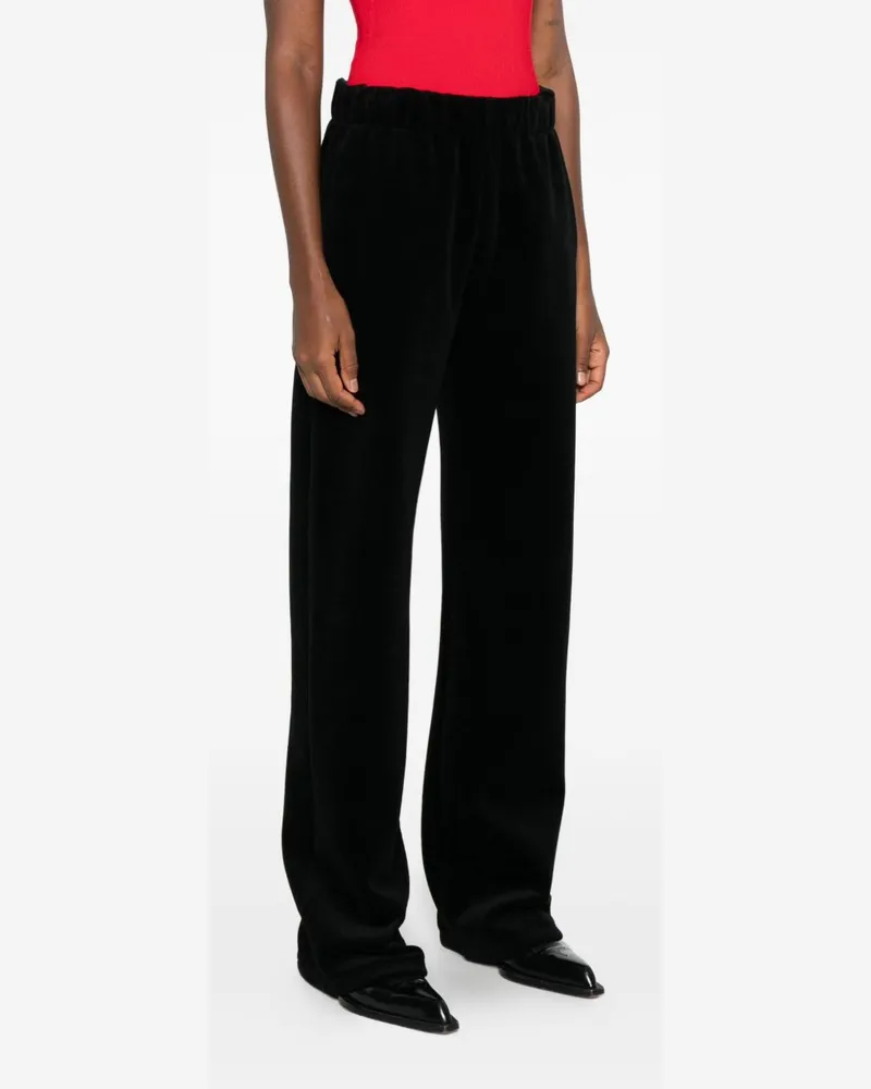 Golden Goose Cotton Velvet Wide-Leg Trousers — Black Black