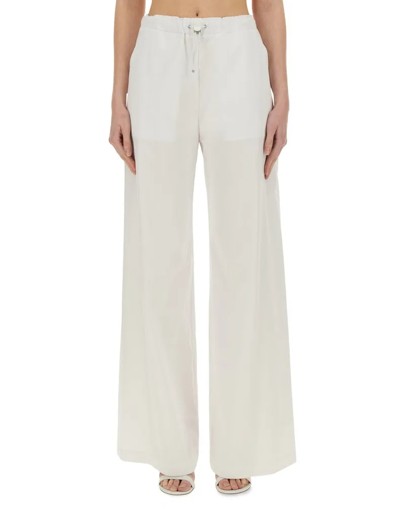 Moschino Wide Leg Cotton Trousers — White White