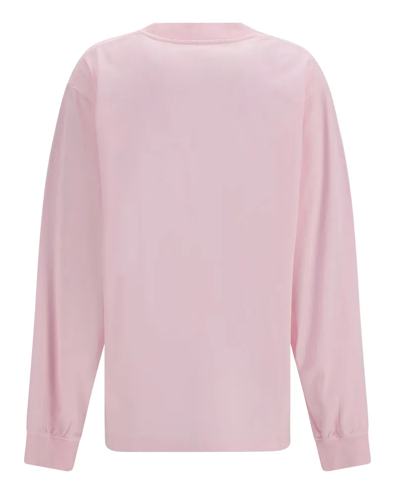 Alexander Wang Women's Long-Sleeve Logo T-Shirt Washed Light Pink Cotton T-Shirts And Polos Pink