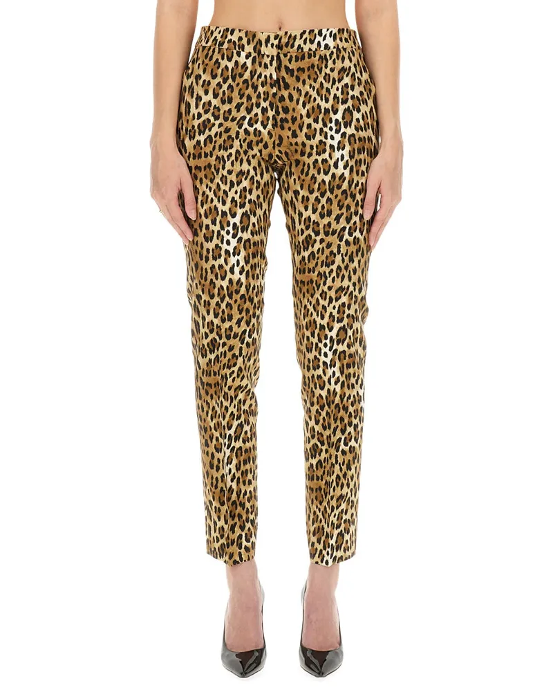 Moschino Animal Pattern Viscose Trousers — Multicolor Multicolor