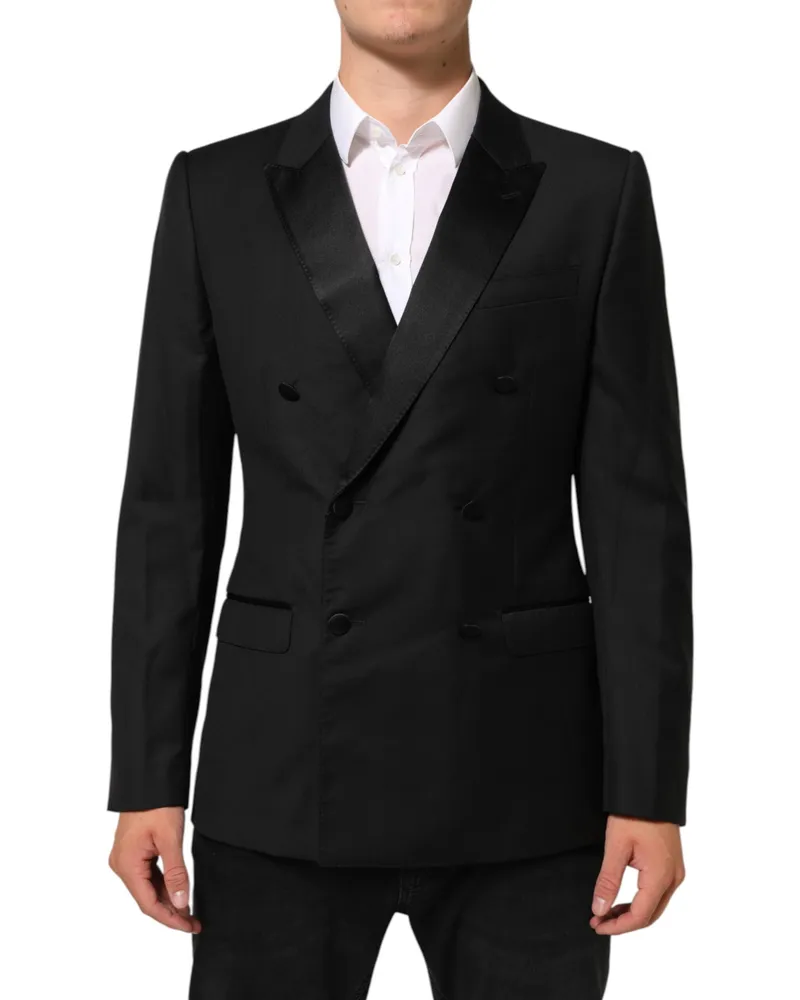 Dolce & Gabbana Men's Black Martini Double-Breasted Suit Blazer Pl+se+wv Black