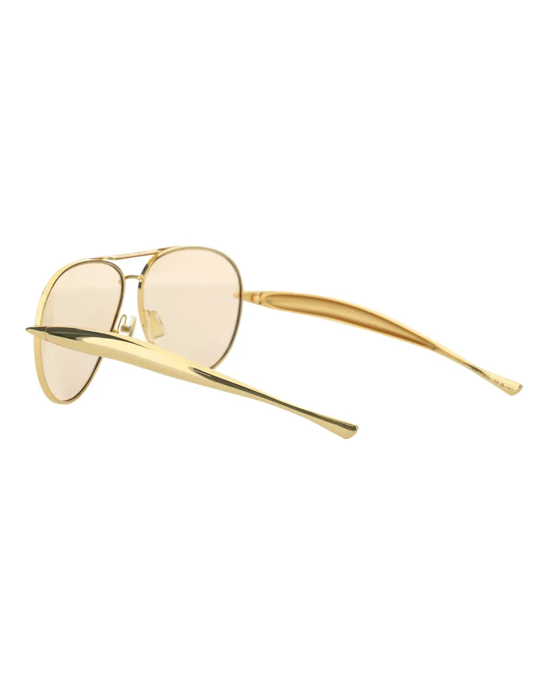 Bottega Veneta Women's Sunglasses Aviator Sardine Gold-Brown Gold-Gold-Brown Metal Gold/gold/brown Gold