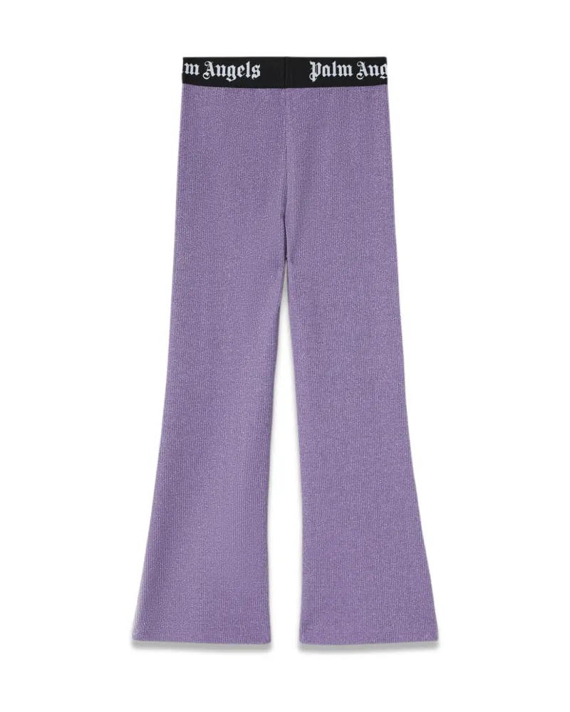 Palm Angels Lurex-Rib Flare Trousers — Purple Purple