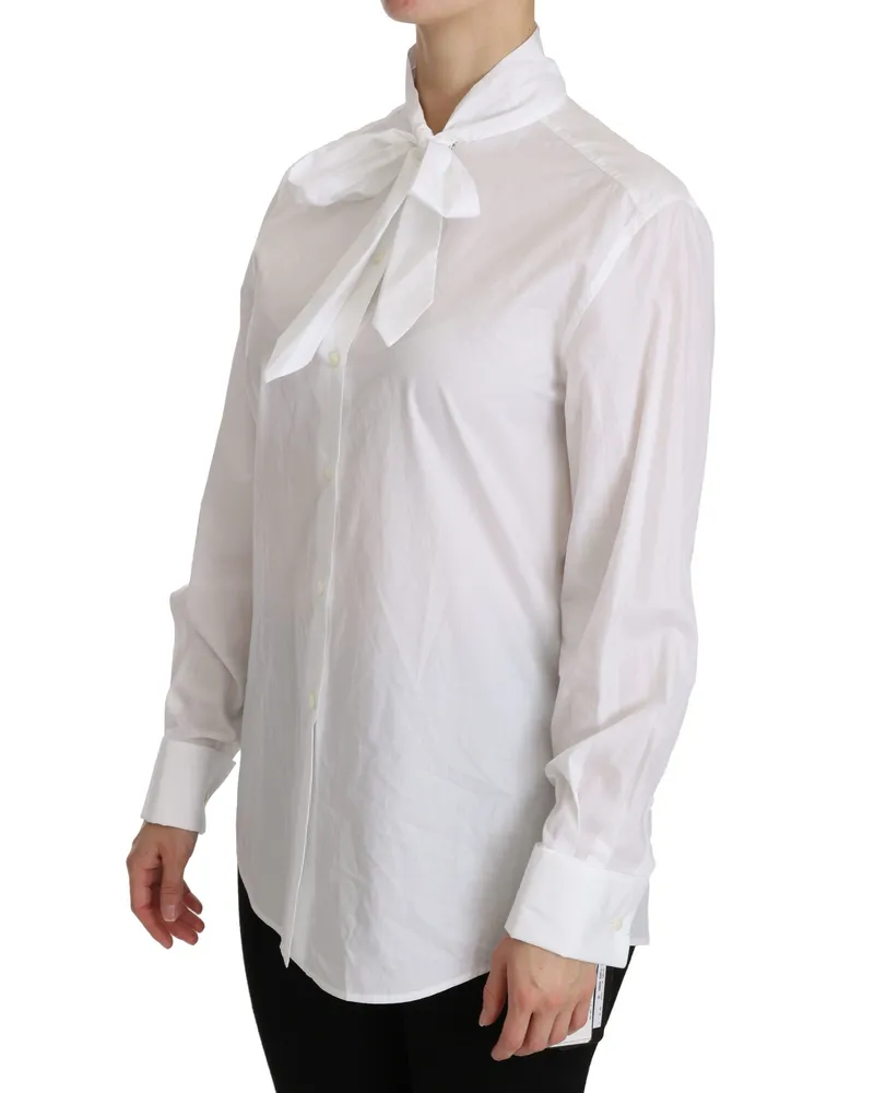 Dolce & Gabbana Women White Turtle Neck Long Sleeve Polo Shirt Cotton White