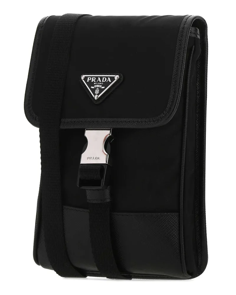 Prada Men's Black Re-Nylon Phone Case Nero Poliammidericiclata-Vitello Cover Accessory Black