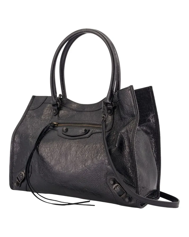 Balenciaga Women's Le City Tote S Shoulder Bag -  Leather Black Lambskin Shoulder-Hobo-Bags Black