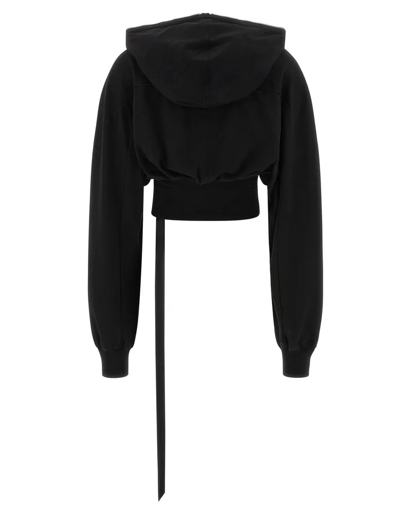 DRKSHDW by Rick Owens Cropped Compact Cotton Hoodie — Black Black