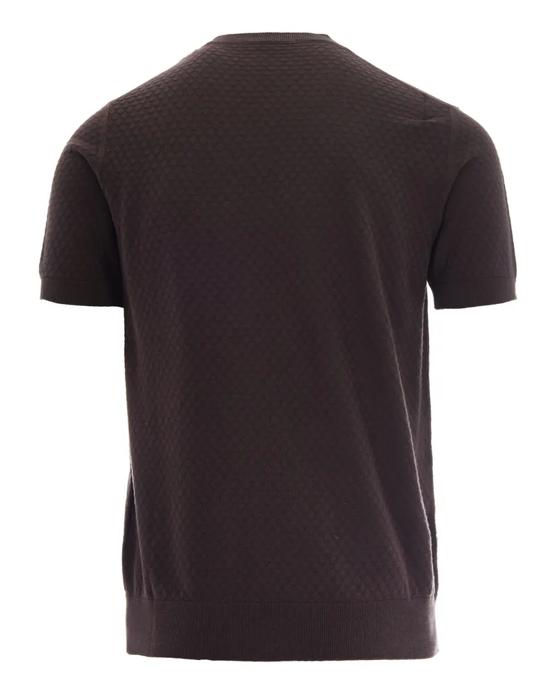 Paolo Pecora Milano Men's T-Shirt Knit Cotton Brown T-Shirts And Polos Brown