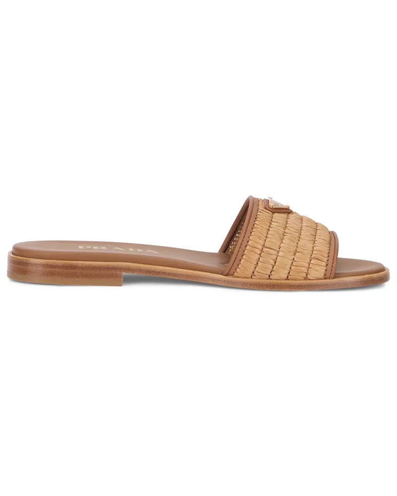 Prada Women's Ciabatta Sandal Raffia Leather Beige Beige
