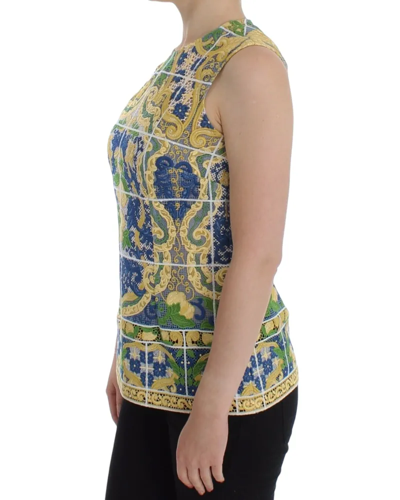 Dolce & Gabbana Women Multicolor Majolica Embroidered Sweater Cotton Clothing Multicolor