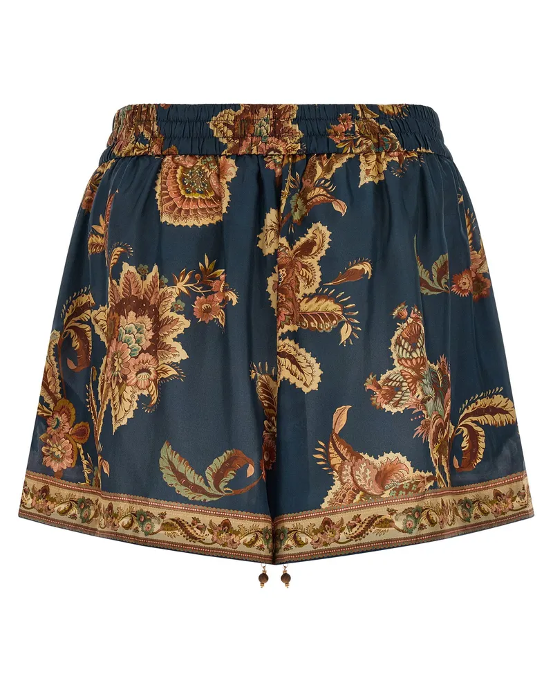 Zimmermann Jacobean Silk Shorts — Navy Navy