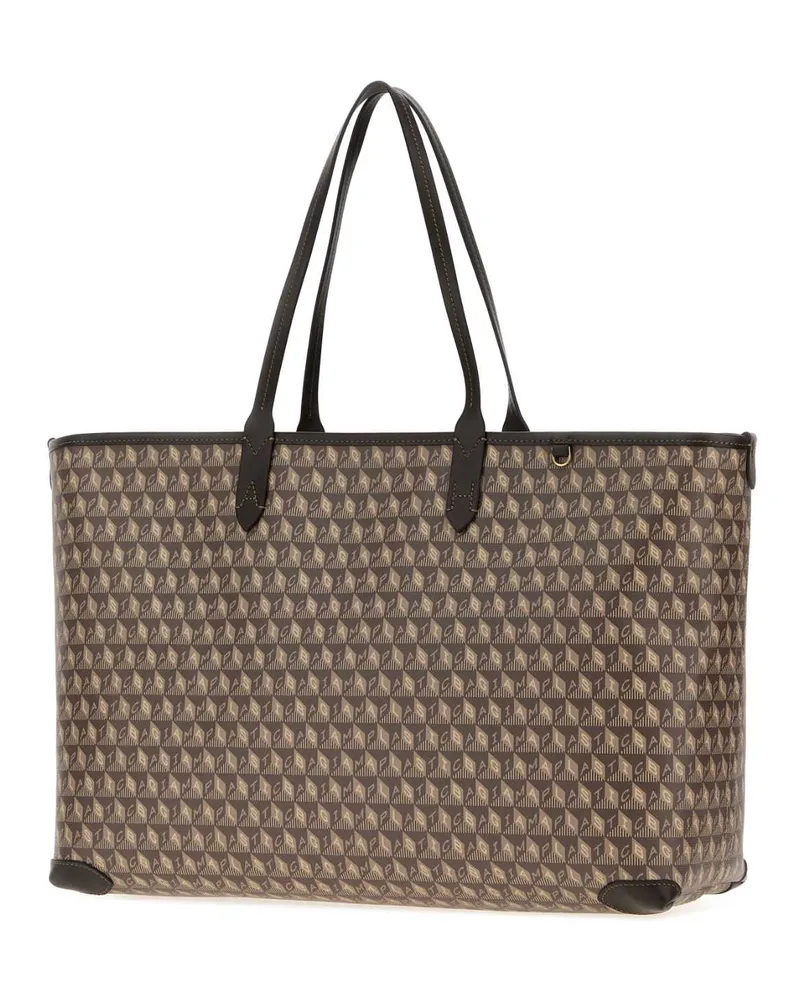 Anya Hindmarch Women's Printed Canvas I Am A Plastic Bag Shopping Truffle Borse Mano Beige
