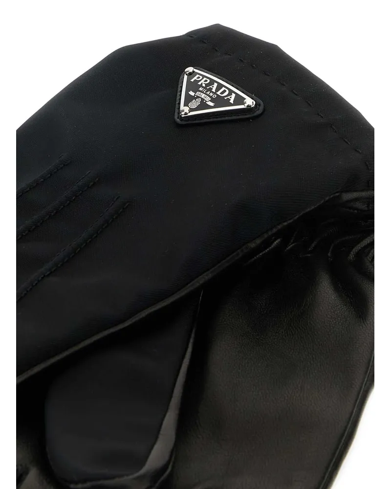 Prada Men's Black Nylon And Nappa Leather Gloves Nero Exterior: Guanti Black