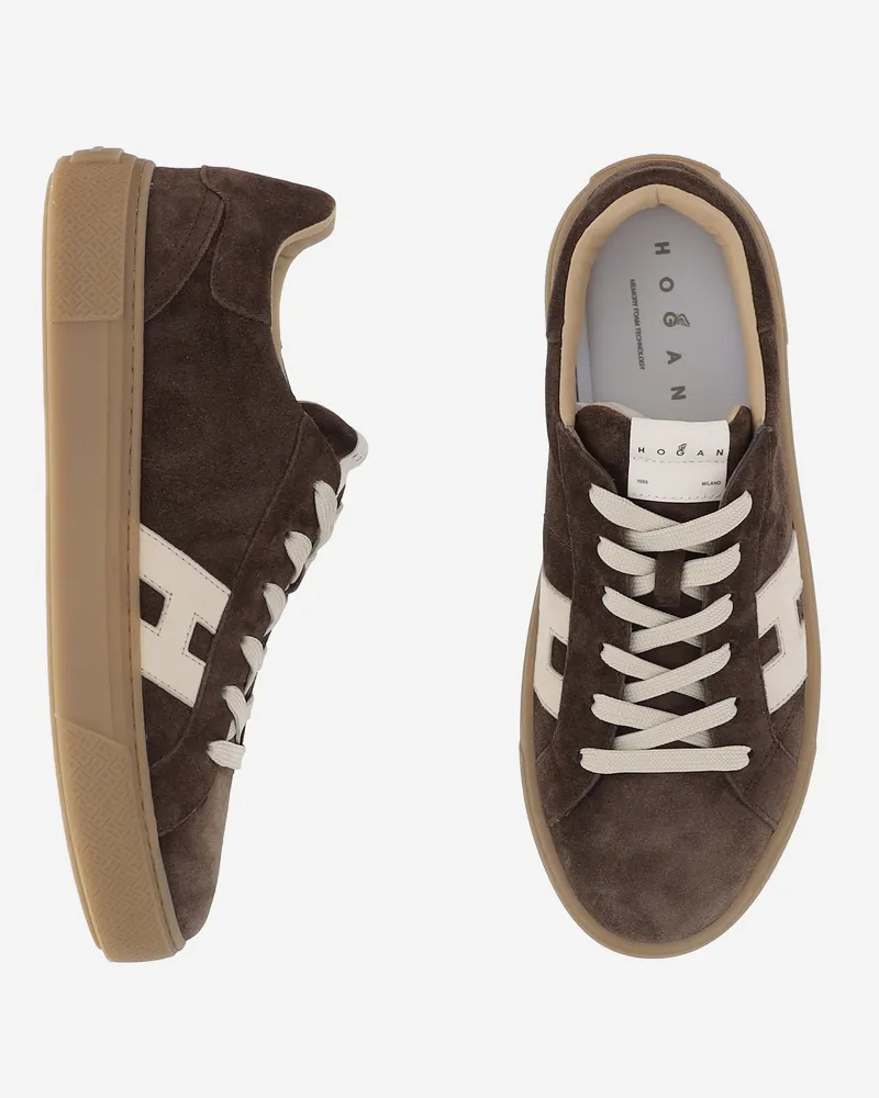 Hogan Men's Suede Sneakers H705 Brown Trainers Brown