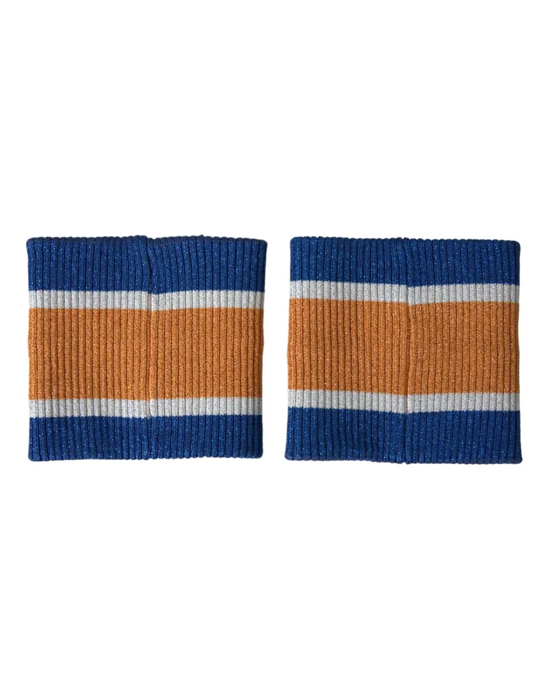 Dolce & Gabbana Men's Multicolor Logo Sequin Viscose Wristband Polyester Film Fiber Accessory Navy