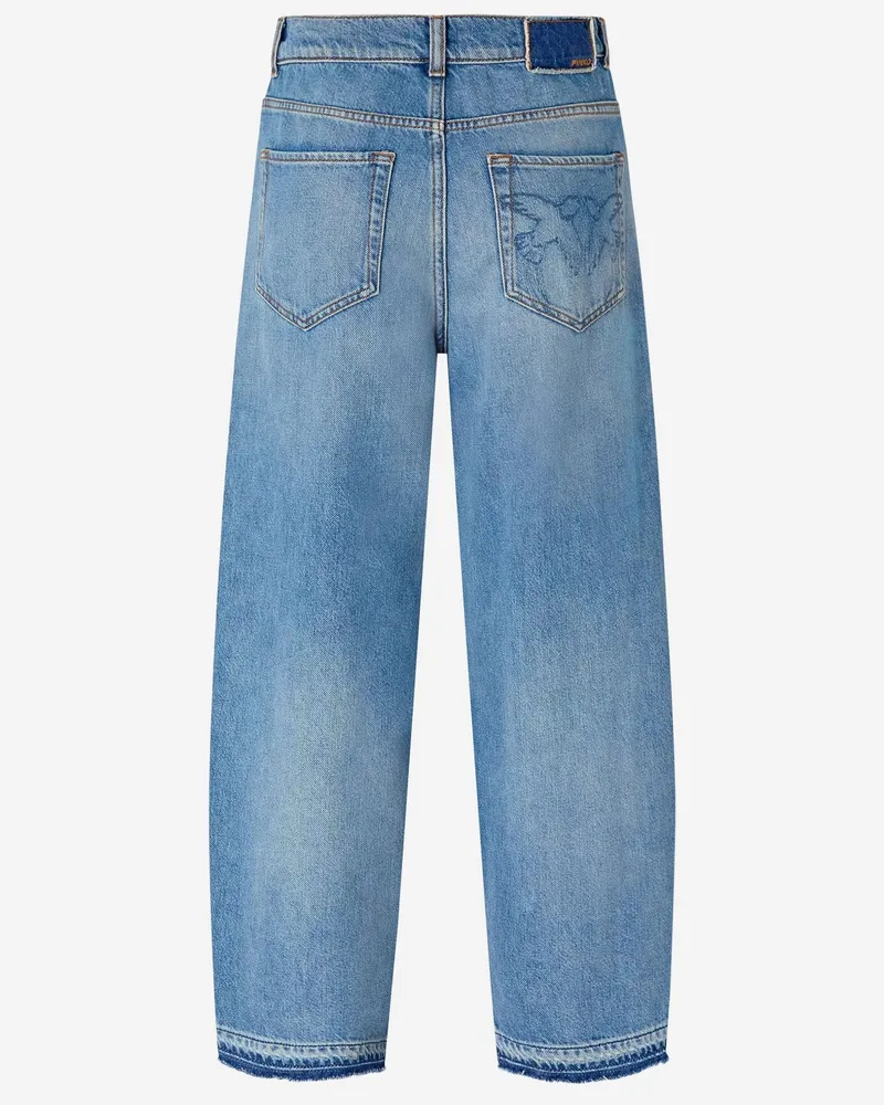 Pinko Women's Balloon Fit Jeans With Fading Cotton Blue