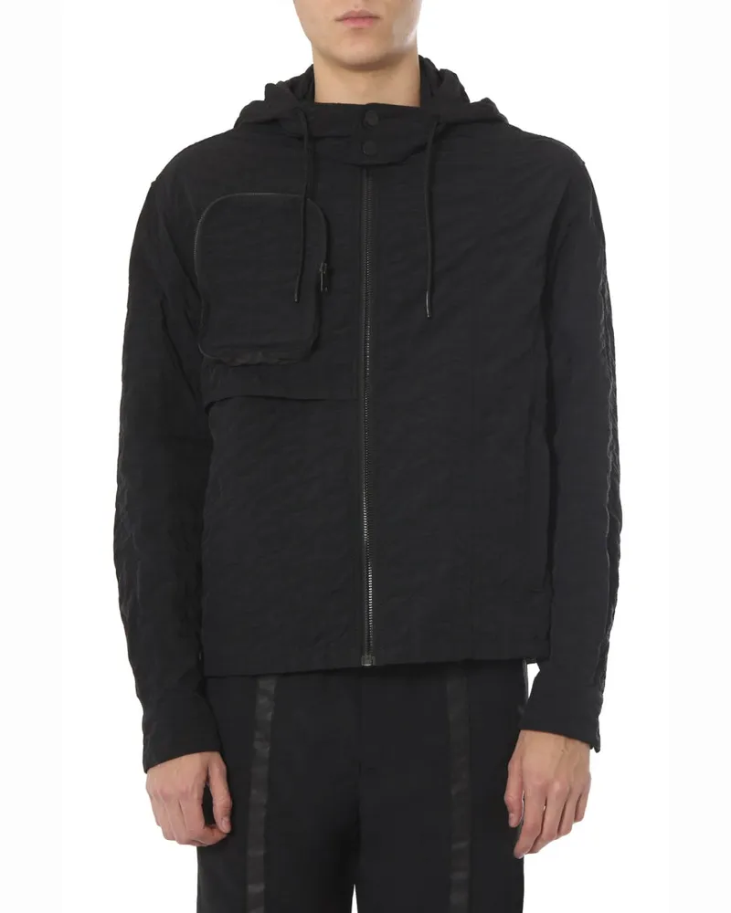 Diesel Removable Hood Polyester Jacket — Black Black