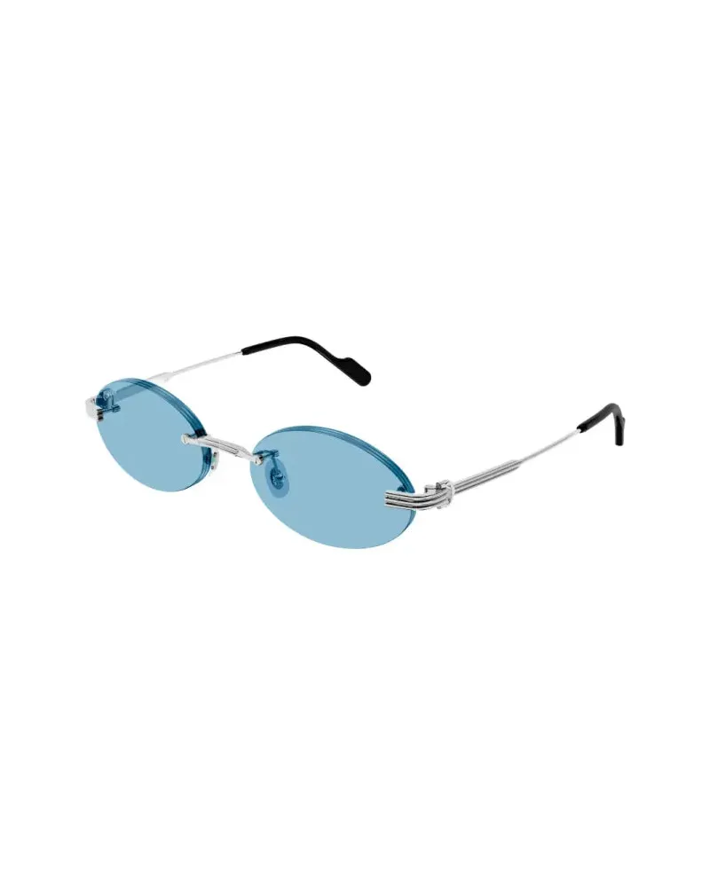 Cartier CT0615S Rimless Oval Sunglasses — Blue Blue