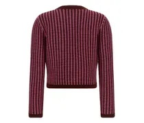 Two-Tone Crochet Wool Cardigan — Pink