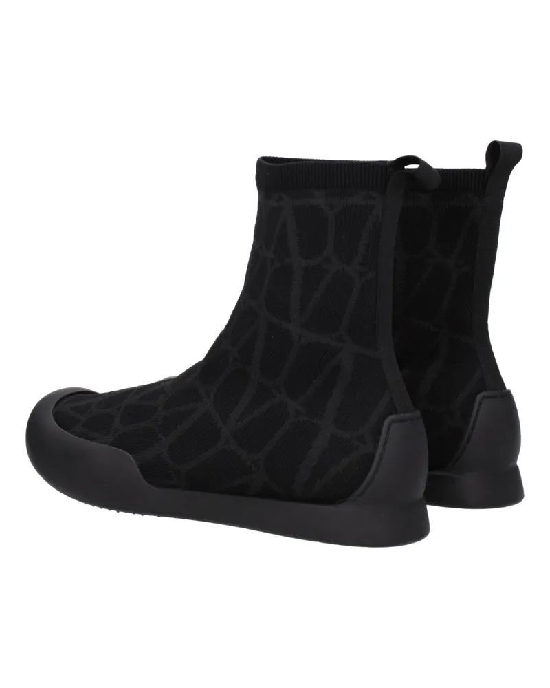 Valentino Garavani Logo-Jacquard Knit High-Top Sneakers — Black Black