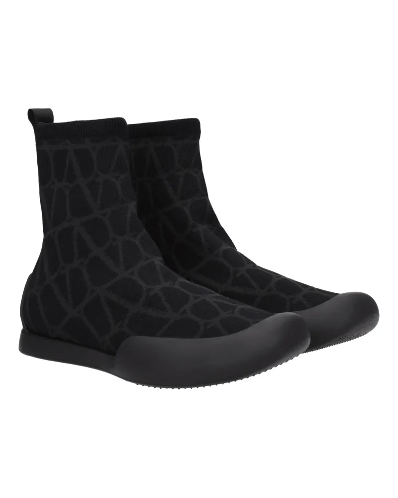 Valentino Garavani Men's Black Fabric High Top Sneakers Black