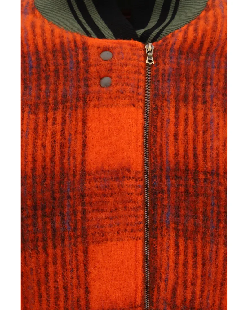 Dries van Noten Mohair-Blend Oversized Bomber Jacket — Orange Orange