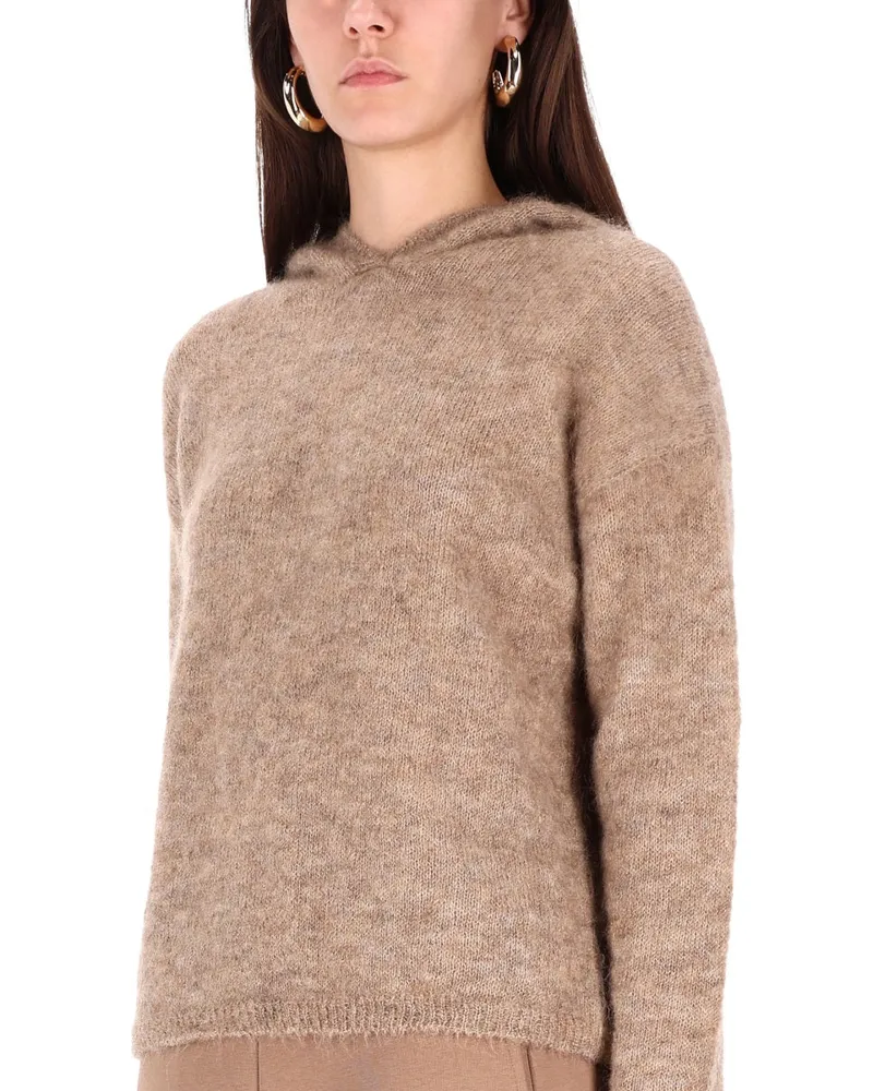 Max Mara Hooded Mohair Sweater — Beige Beige