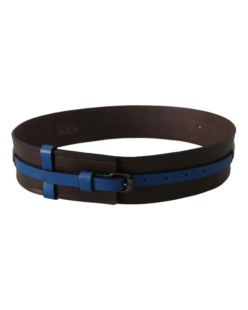 CoSTUME NATIONAL Women's Brown Thin Blue Line Leather Buckle Belt Brown