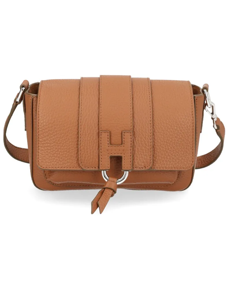 Hogan Women's Brown Calf Leather Flap Bag Shoulder Brown