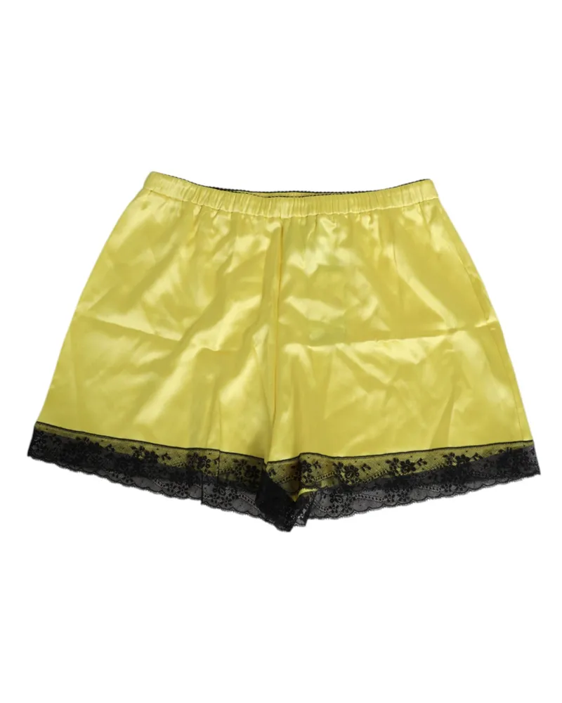 Dolce & Gabbana Women Yellow Satin Silk Mid Waist Underwear Shorts Co+05+pa+se Yellow