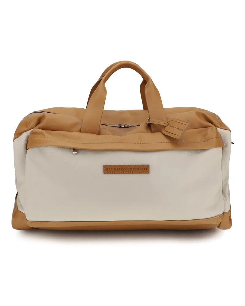 Brunello Cucinelli Men's Active Travel Bag Calf Leather Ice-Natural Luggage & Holdalls Ice/natural Cream