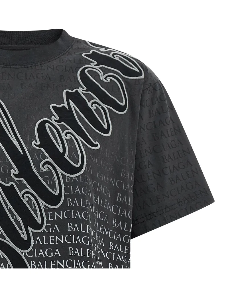 Balenciaga Women Black Cotton T-Shirt Black