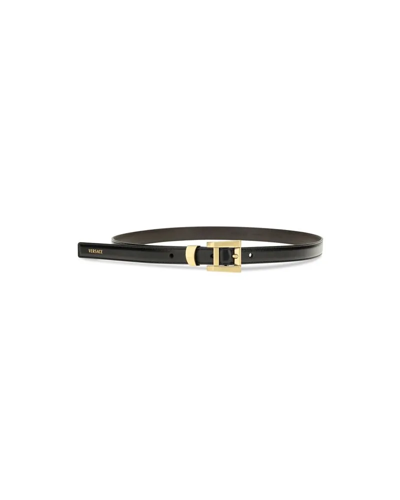 Versace Women's Black Calf Leather Bos Taurus Regular Belt Black