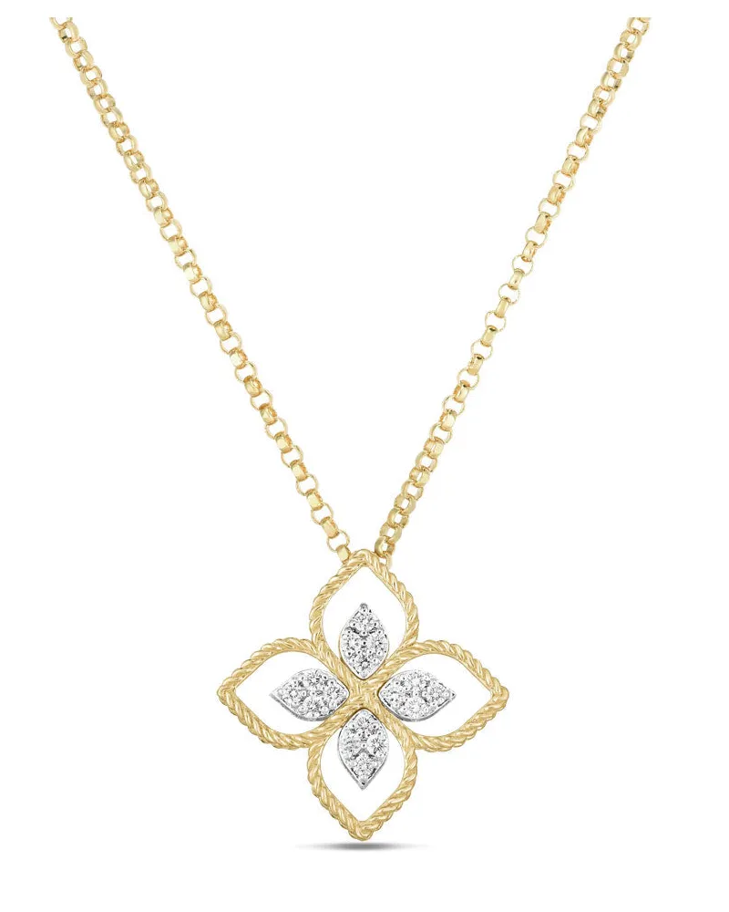 Roberto Coin 18kt Yellow Gold Princess Flower Dubai Diamond Necklace Ss26 W Yellow