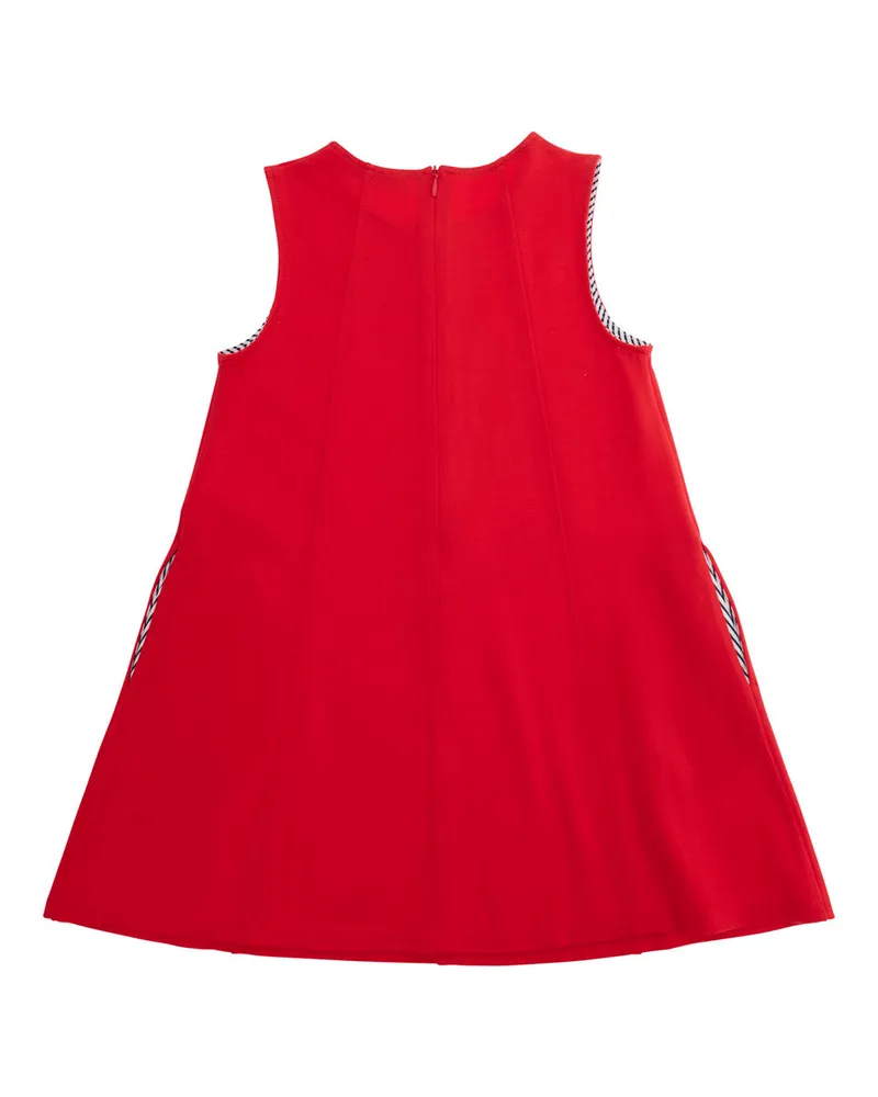 MAX&Co. Girls' Sleeveless Crew Neck Dress, Red Viscose Blend Red