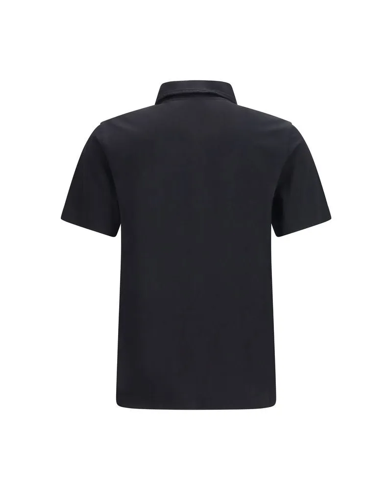 Burberry Men Blue Cotton Polo Shirt Black