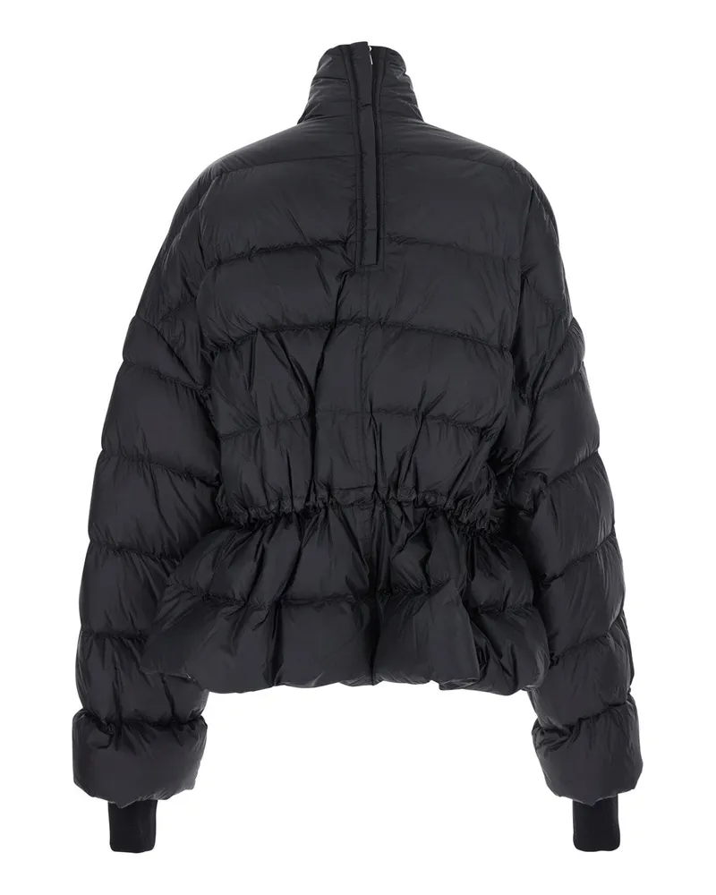 Rick Owens Women's Black Down Jacket With Drawstring Waist Nylon Puffer Black