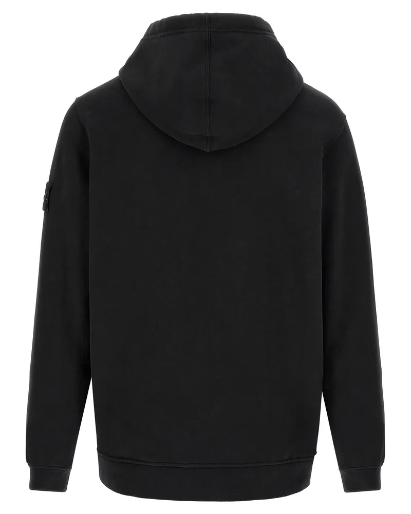 Stone Island Cotton with Removable Logo Badge Hoodie — Black Black