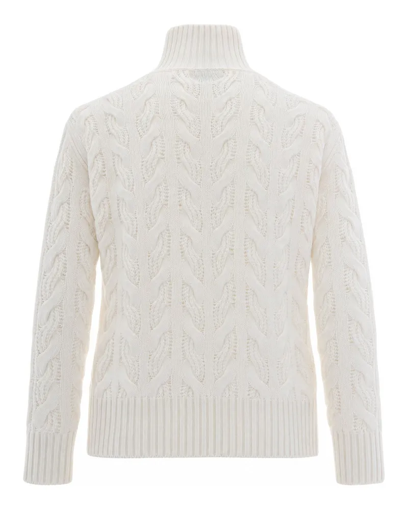 Max Mara Cable-Knit Half-Zip Sweater — White White