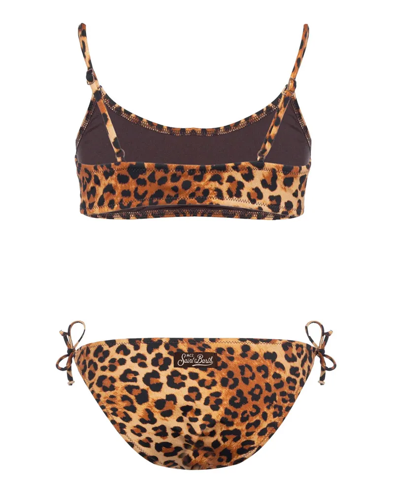 MC2 Saint Barth Girls' Bikini Jaiden Sand Leopard Brown Swimsuits Sea Clothing Brown