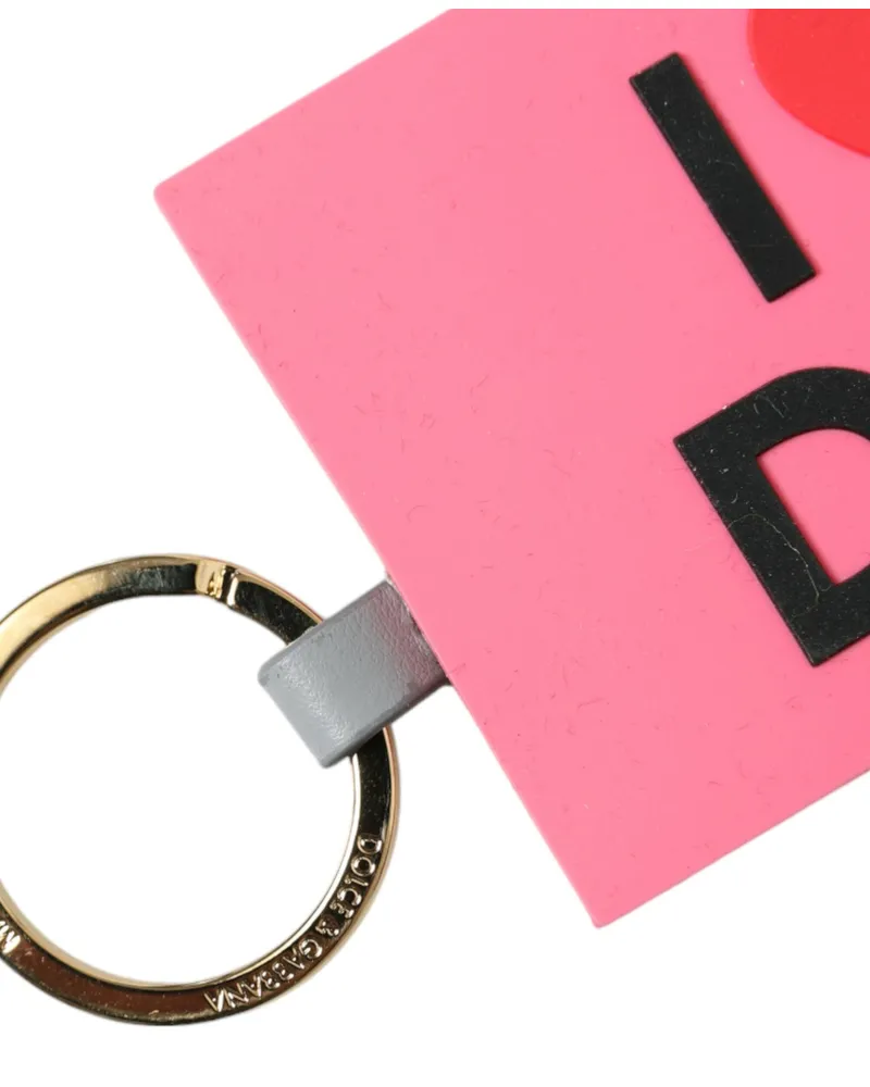 Dolce & Gabbana Women's Pink Silicone Dg Logo Gold Brass Keychain And Zamak Steel Leather Accessory Pink