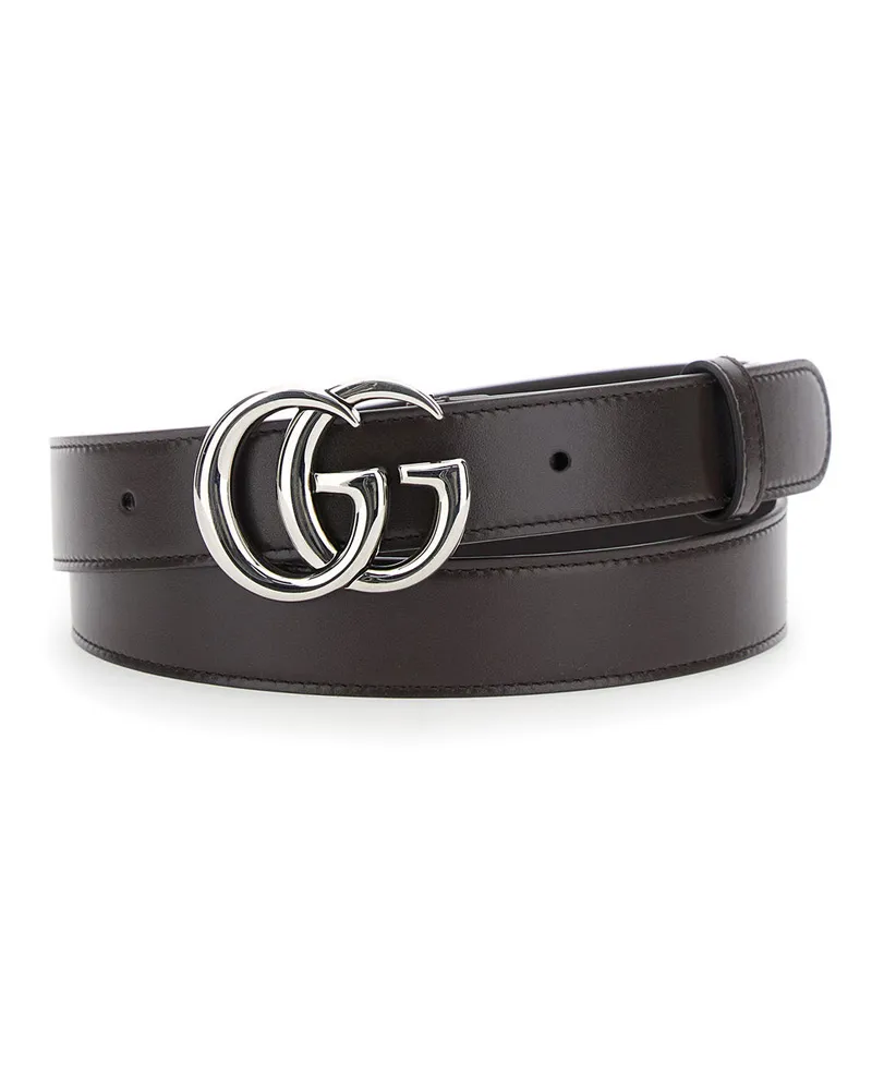 Gucci Men's Belt With Gg Buckle Brown Leather Brown