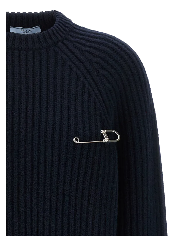 Prada Virgin Wool and Cashmere Sweater — Navy Navy